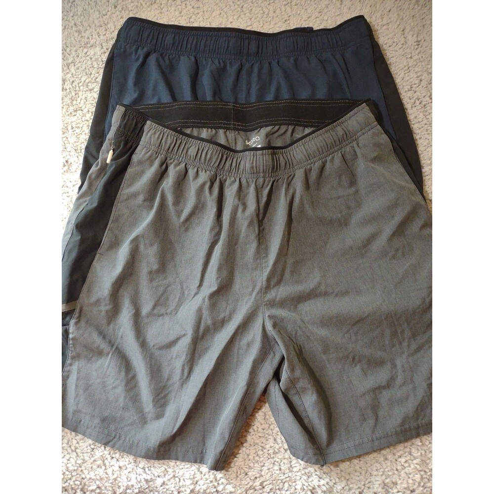 Skora Qwick Dry Running Shorts Men's Large Lot Of 2 Grey And Blue